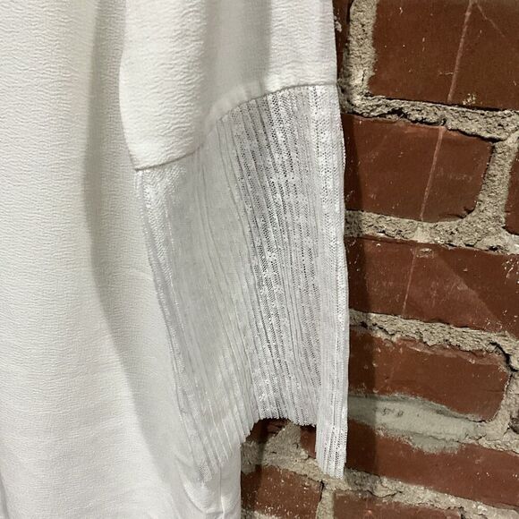 Zara Womens White Dress Lace Sleeves Large - Picture 2 of 5